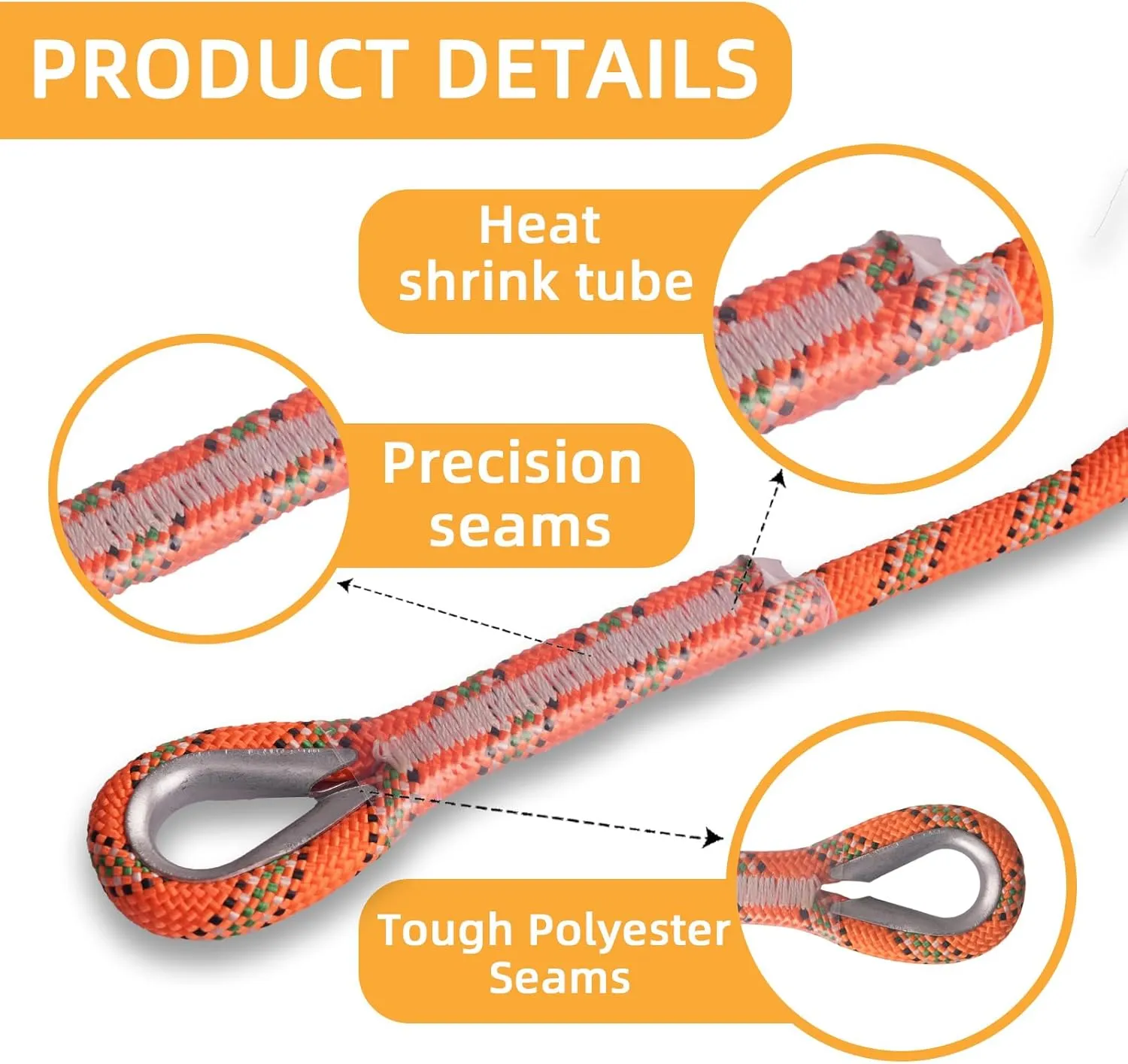 Outdoor Static Climbing Rope for Adults - High Strength Rope for Rock Climbing, Tree Climbing, Hiking, Arborist, Rescue & Camping - Purple(10m/32ft, 20m/64ft, 30m/96ft)