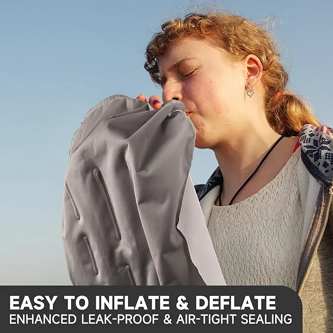 OUTSKIRT Inflatable Camping Pillow, 2-in-1 Travel Pillows for Sleeping, Ergonomic & Lightweight Small Backpacking Pillow for Travel, Hiking, Camping & Outdoor Activities, Grey