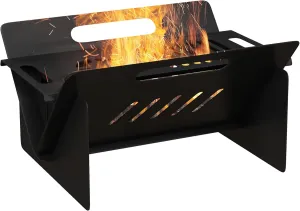 Outsunny 3-in-1 Small Portable Fire Pit, Stove, Coffee Table, Wood Burning Firepit with Carrying Bag and Quick Assembly for Camping, Bonfire, Picnic, Backyard, Patio, Black
