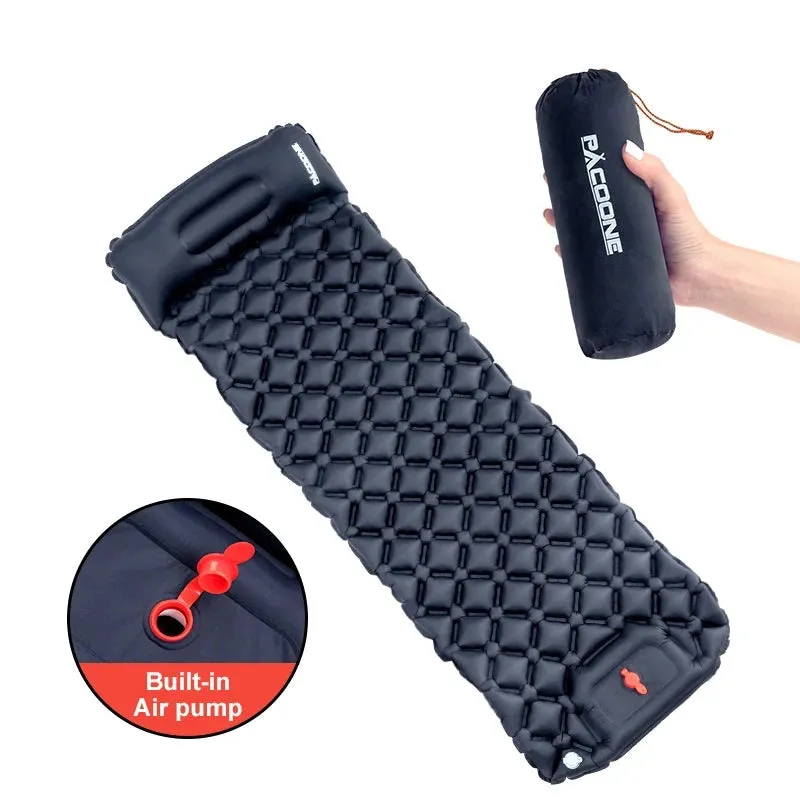 PACOONE Twin Ultralight Camping Sleeping Pad with Pillows, Built-in Pump, Waterproof Air Mattress for Hiking