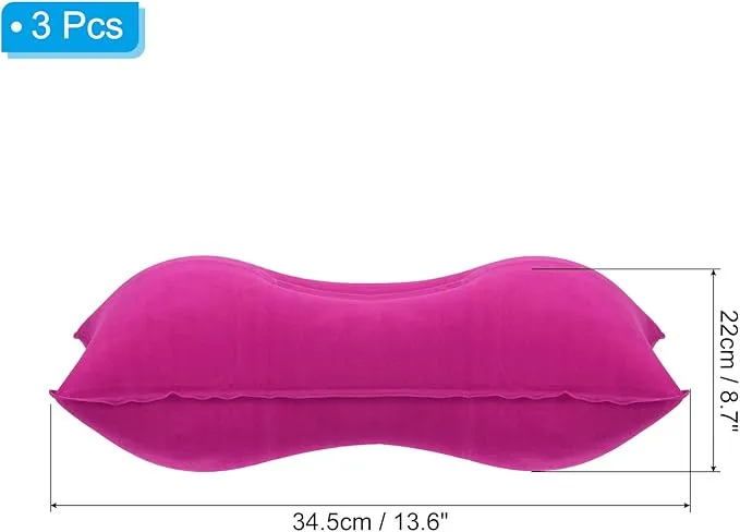 PATIKIL Inflatable Pillow, 3 Pack Ultralight Camping Travel Pillow Desk Rest Neck Support for Hiking Backpacking Office, Pink