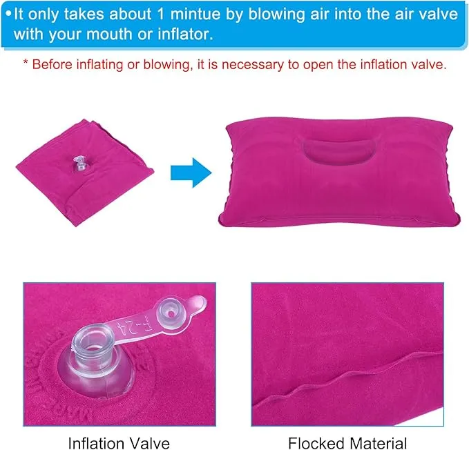 PATIKIL Inflatable Pillow, 3 Pack Ultralight Camping Travel Pillow Desk Rest Neck Support for Hiking Backpacking Office, Pink