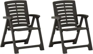 Patio Chairs 2 Pack Plastic Outdoor Anthracite Lightweight Durable Garden Lounge Chairs for Patio Pool Beach Camping