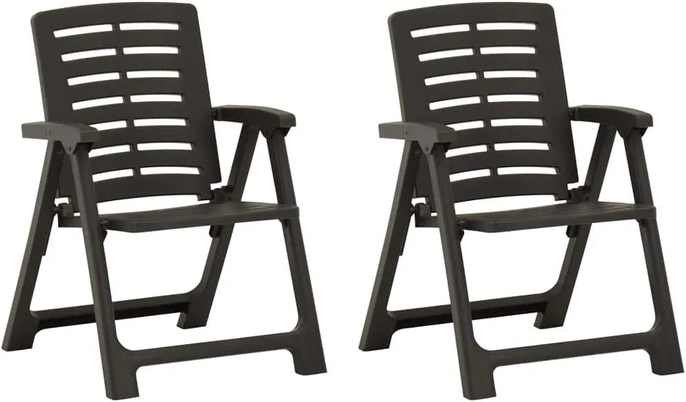 Patio Chairs 2 Pack Plastic Outdoor Anthracite Lightweight Durable Garden Lounge Chairs for Patio Pool Beach Camping