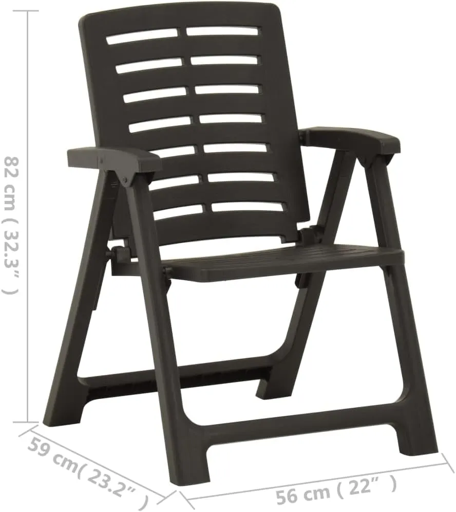 Patio Chairs 2 Pack Plastic Outdoor Anthracite Lightweight Durable Garden Lounge Chairs for Patio Pool Beach Camping