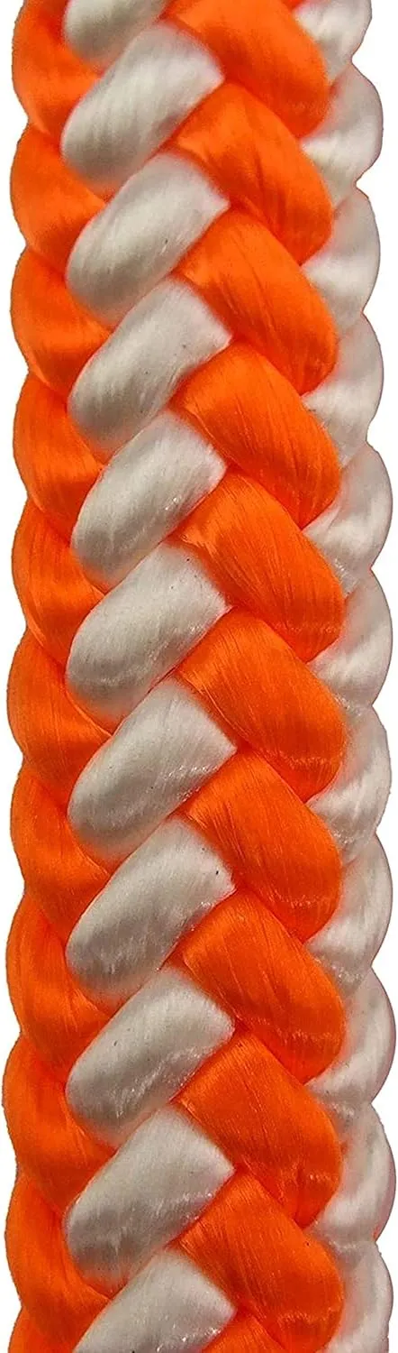 Pelican Rope 16-Strand 1/2 in (12.7 mm) Arborist-16™ Rope - 5400 lbs MBS - Static Climbing Rope - Rescue Operations - High Visibility - 120 ft - Tight Spliced Eye - Orange/White - Made in The USA