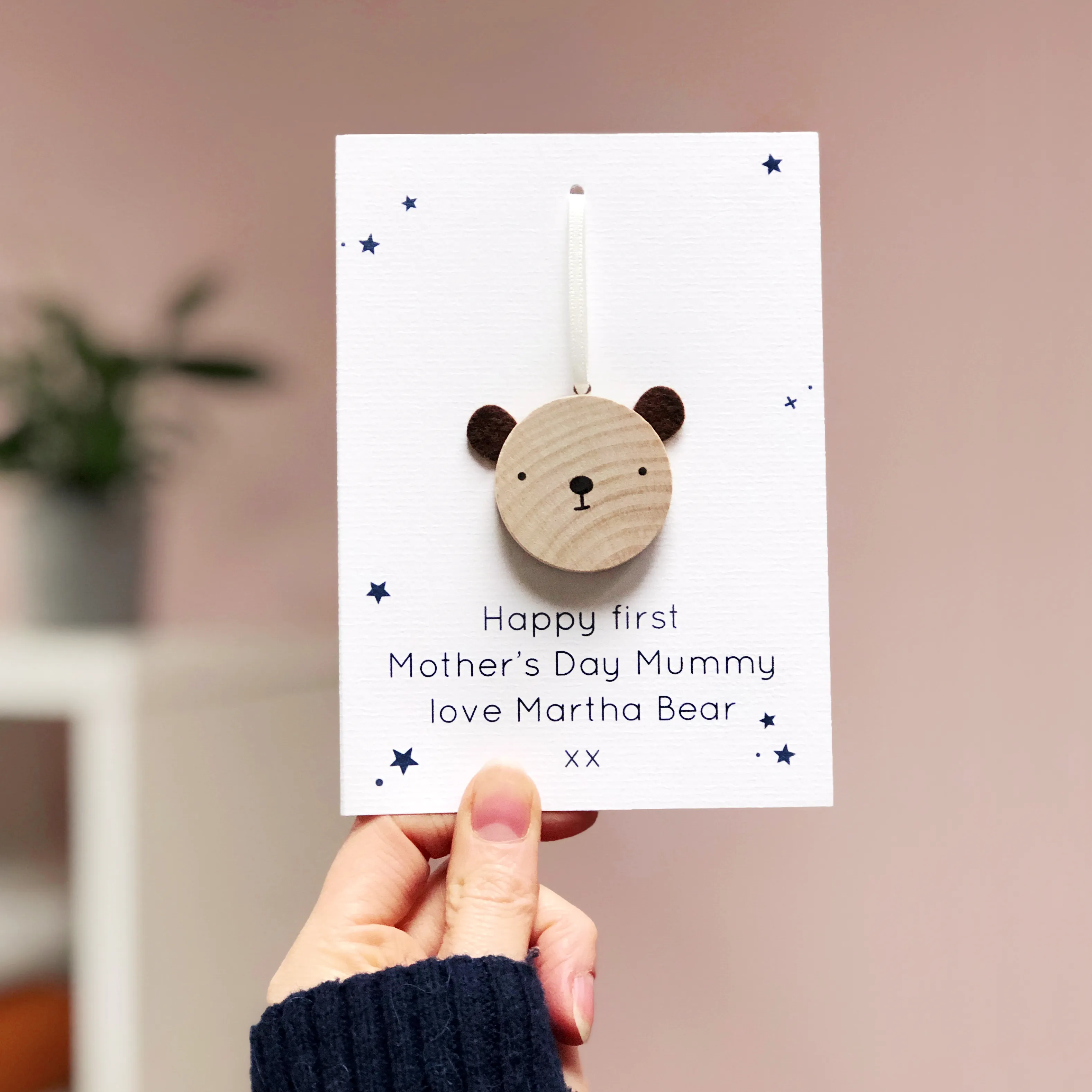 Personalised First Mother's Day Bear Token Card