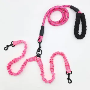 Pink Pet Double-Ended Rope   1.5M Leash - Easy to walk two dogs, tangle-free design