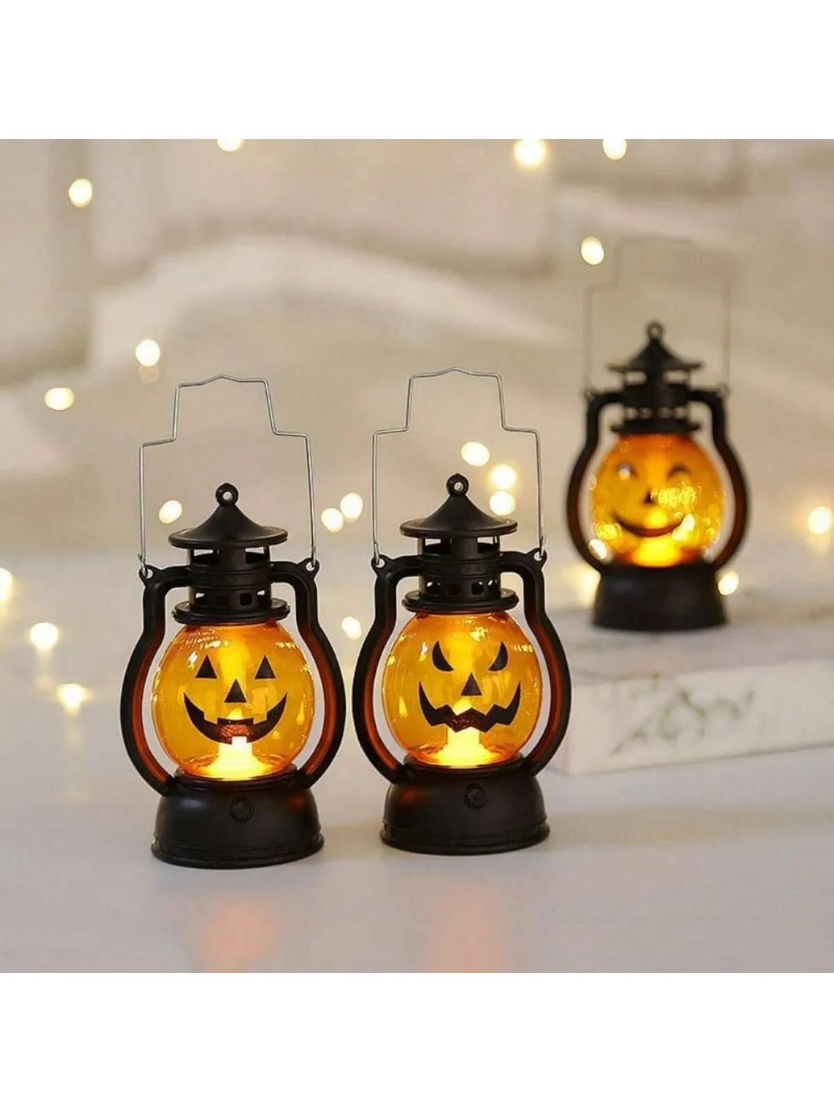 Plastic LED Halloween Pumpkin Lantern With Scary Expression, Portable For Bar Festival Party Atmosphere Decoration Prop, Autumn Thanksgiving Fall Decoration