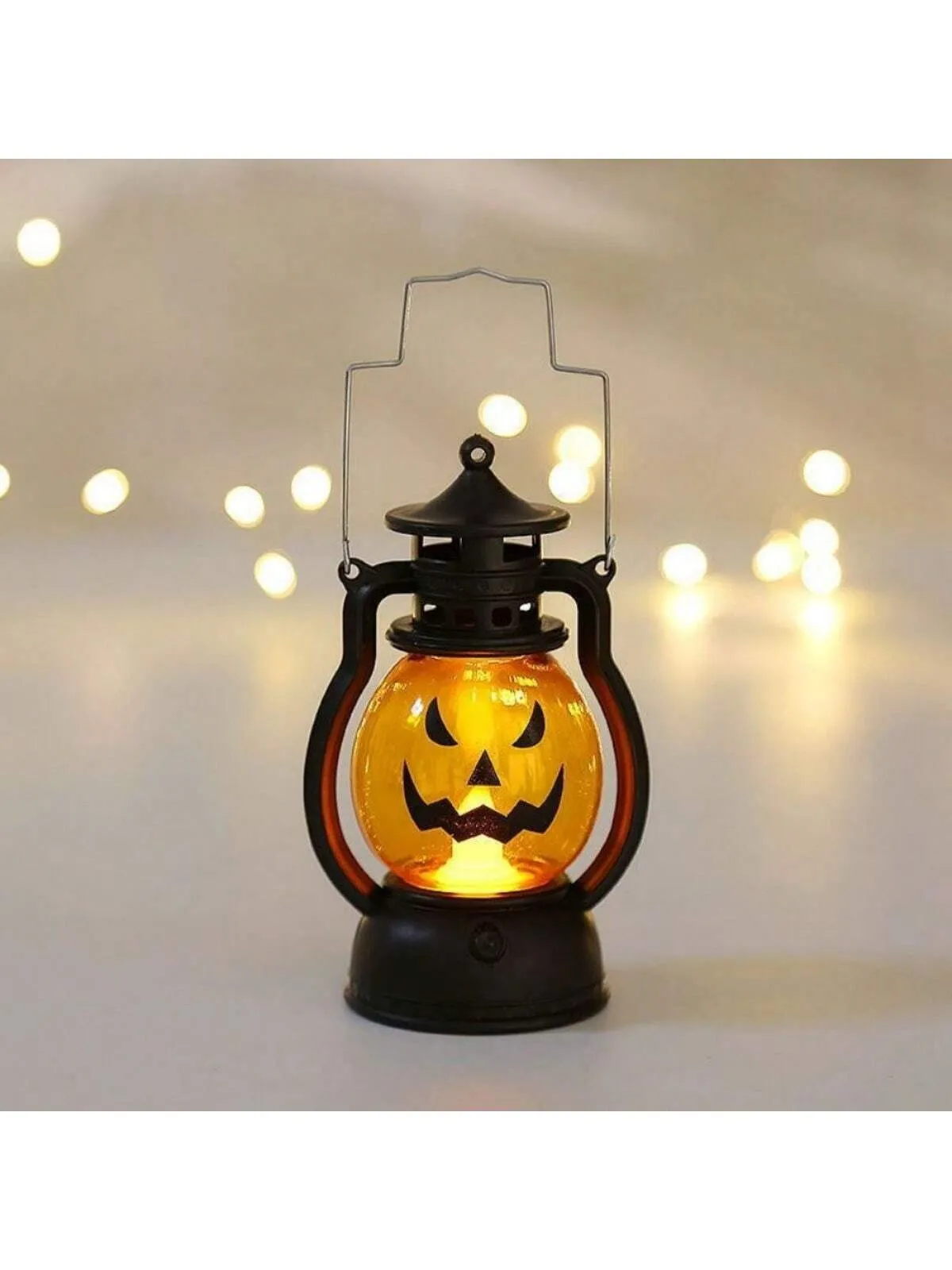 Plastic LED Halloween Pumpkin Lantern With Scary Expression, Portable For Bar Festival Party Atmosphere Decoration Prop, Autumn Thanksgiving Fall Decoration