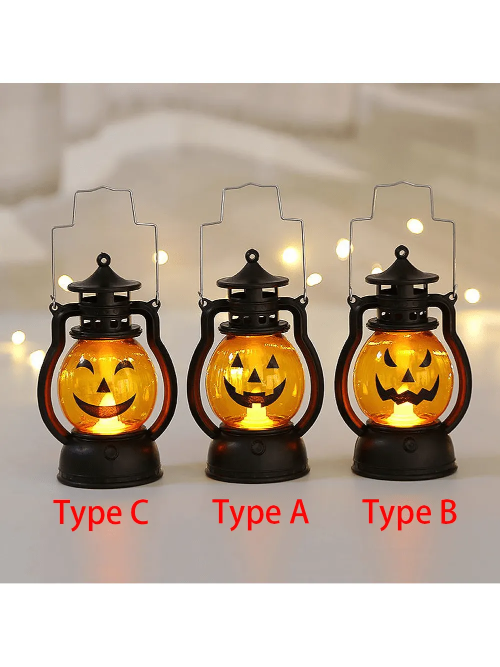 Plastic LED Halloween Pumpkin Lantern With Scary Expression, Portable For Bar Festival Party Atmosphere Decoration Prop, Autumn Thanksgiving Fall Decoration