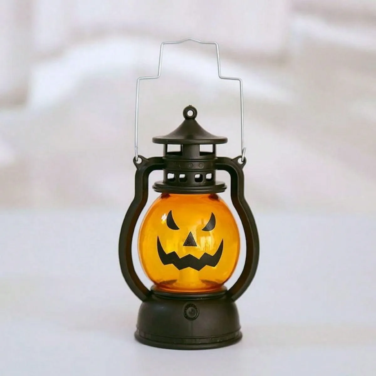 Plastic LED Halloween Pumpkin Lantern With Scary Expression, Portable For Bar Festival Party Atmosphere Decoration Prop, Autumn Thanksgiving Fall Decoration