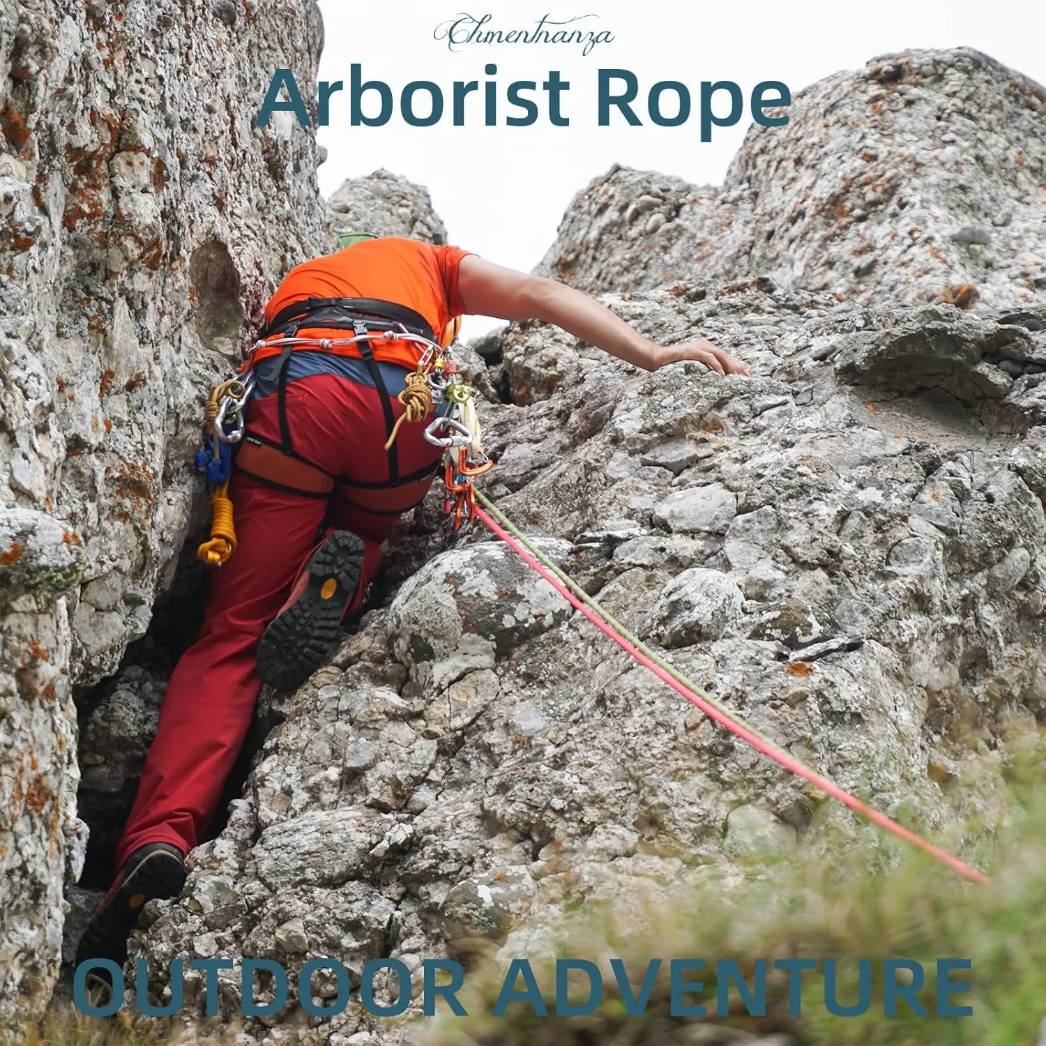 Polyester Arborist Rigging Climbing Rope Green - 1/2 Inch Diameter 50 Ft - Heavy-Duty Tree Climbing Rope for Arborists