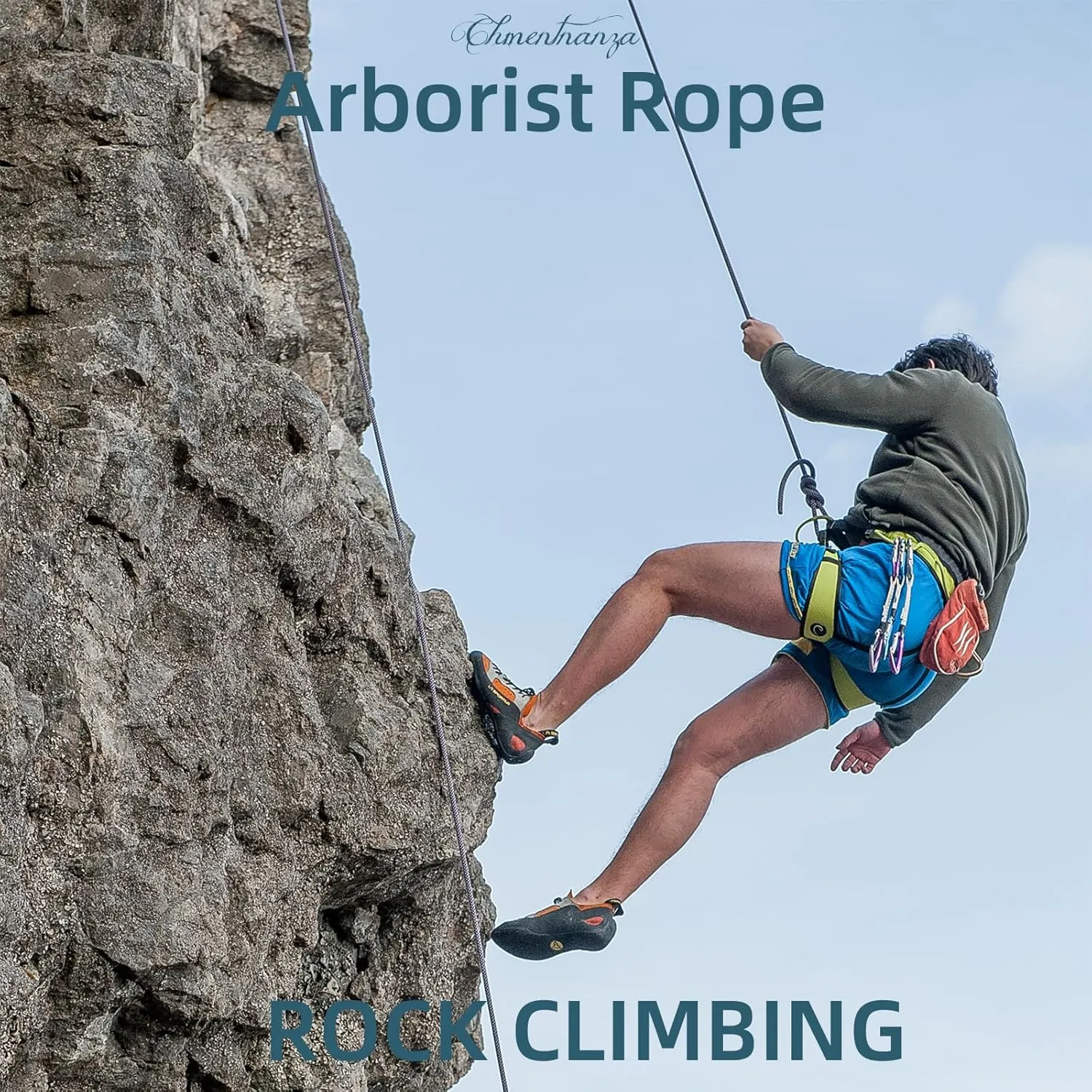 Polyester Arborist Rigging Climbing Rope Green - 1/2 Inch Diameter 50 Ft - Heavy-Duty Tree Climbing Rope for Arborists