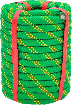 Polyester Arborist Rigging Climbing Rope Green - 1/2 Inch Diameter 50 Ft - Heavy-Duty Tree Climbing Rope for Arborists