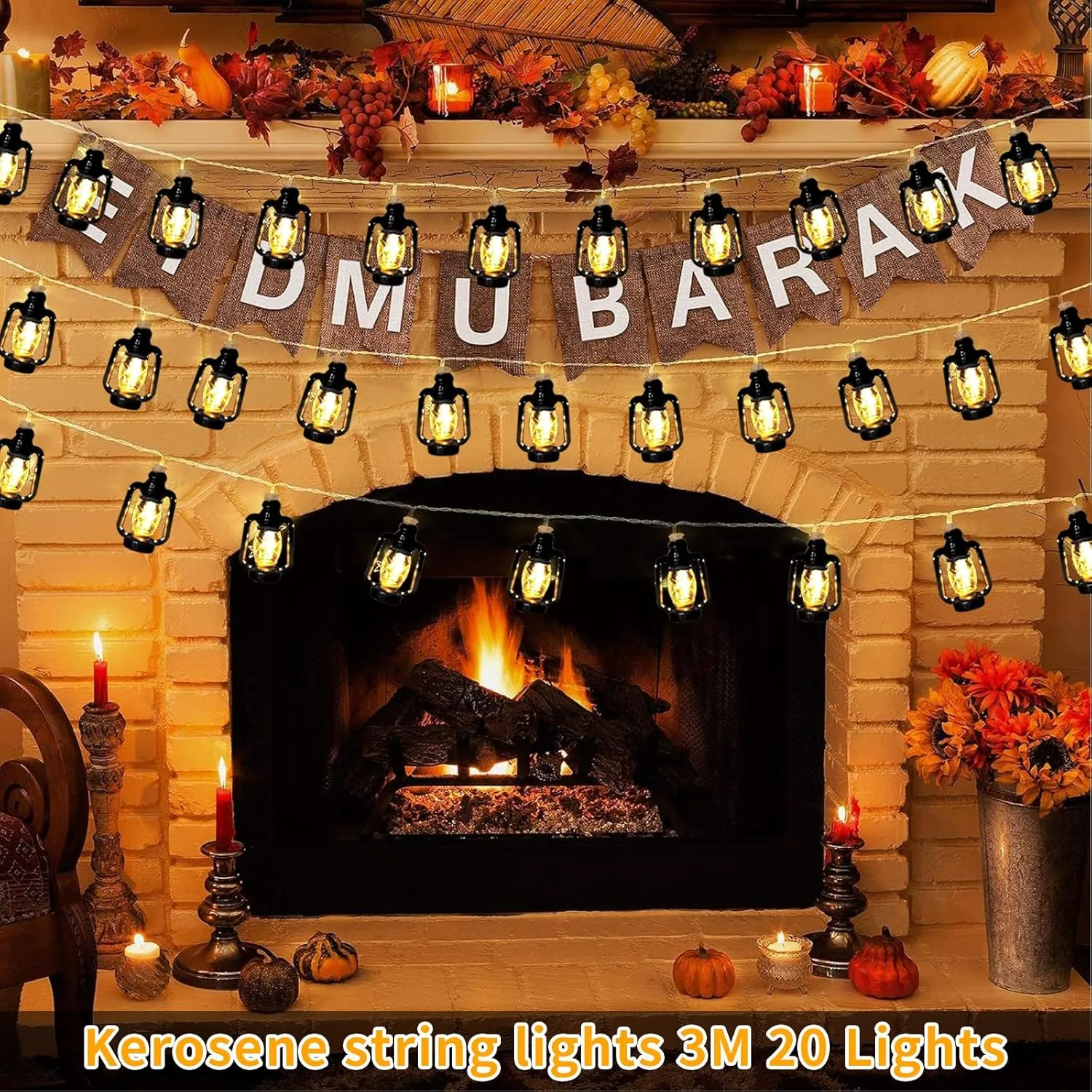 Pomefar Ramadan Decorations Lights, Ramadan Hanging Lights for Indoor Outdoor Patio Garden Home Wedding Party Decor(Black)