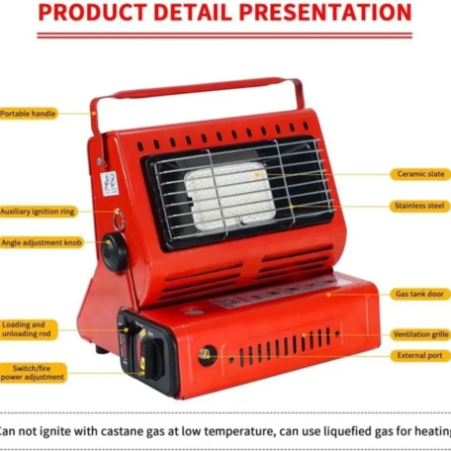 Portable Butane Gas Heater Camping Camp Tent Outdoor Hiking Camper Survival Red V201-SC001RE-AU