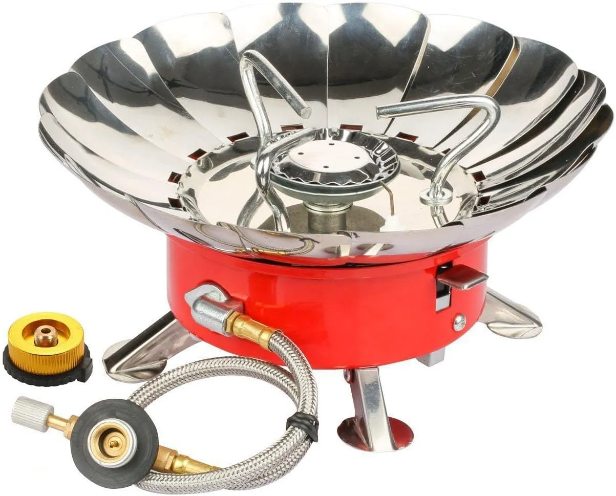 Portable Camping Gas Stove, WILLOR Windproof Backpacking Butane &Propane Stove Lightweight Camping Cooking Burner with Piezo Ignition and Adjustable Valve for Outdoor Camping Hiking