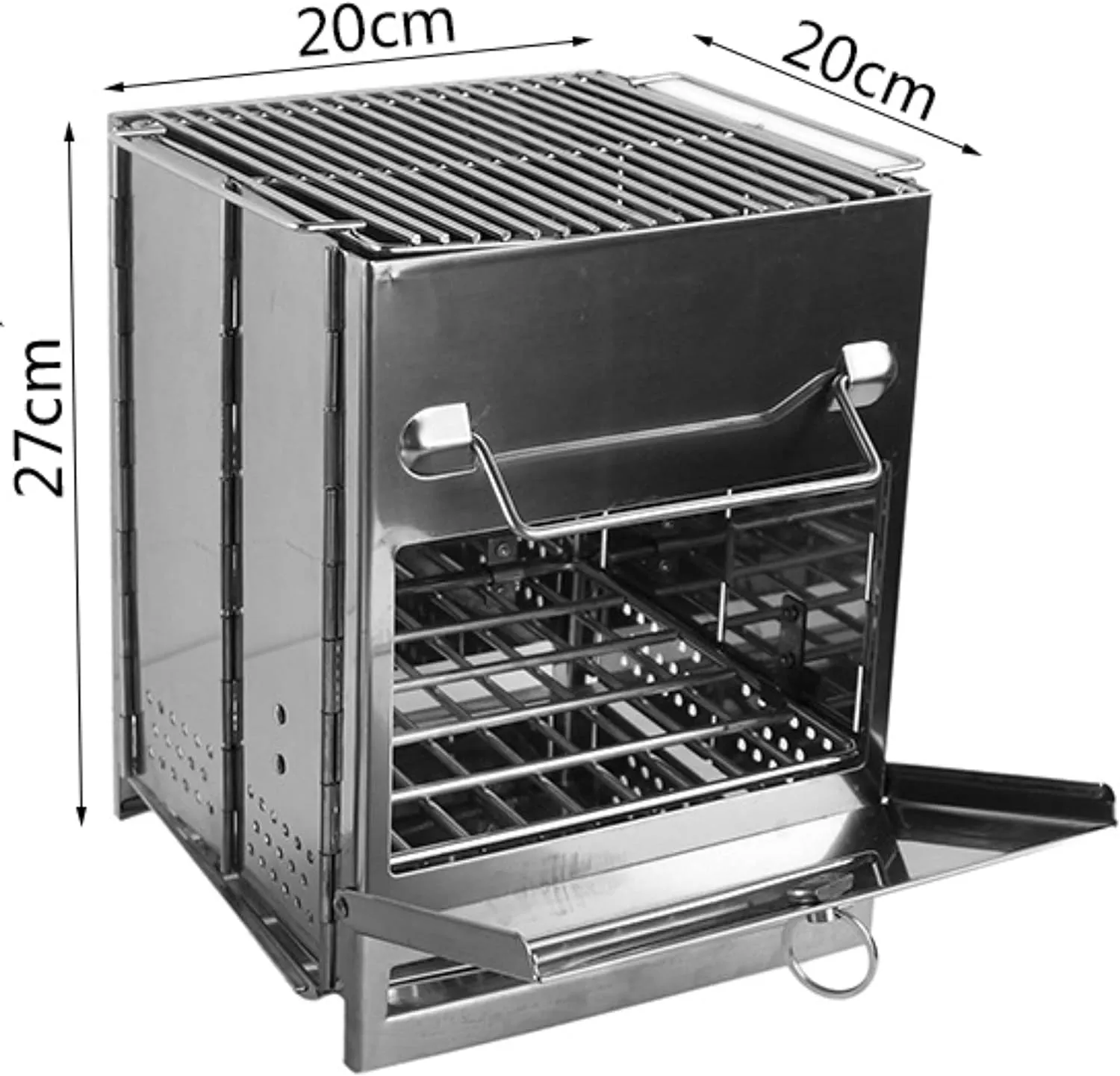 Portable Camping Stove & Grill Combo - Foldable, Twig-Burning, Wood Fire Pit for Campfire (Medium)