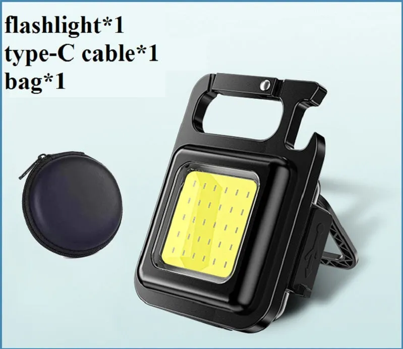 Portable Flashlight Rechargeable Glare COB Keychain Light LED