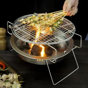 Portable Grill Barbecue, Folding Tabletop Barbecue Grill, Lightweight Camping Wood Stove for Outdoor Camping Cooking Traveling Picnic Hunting