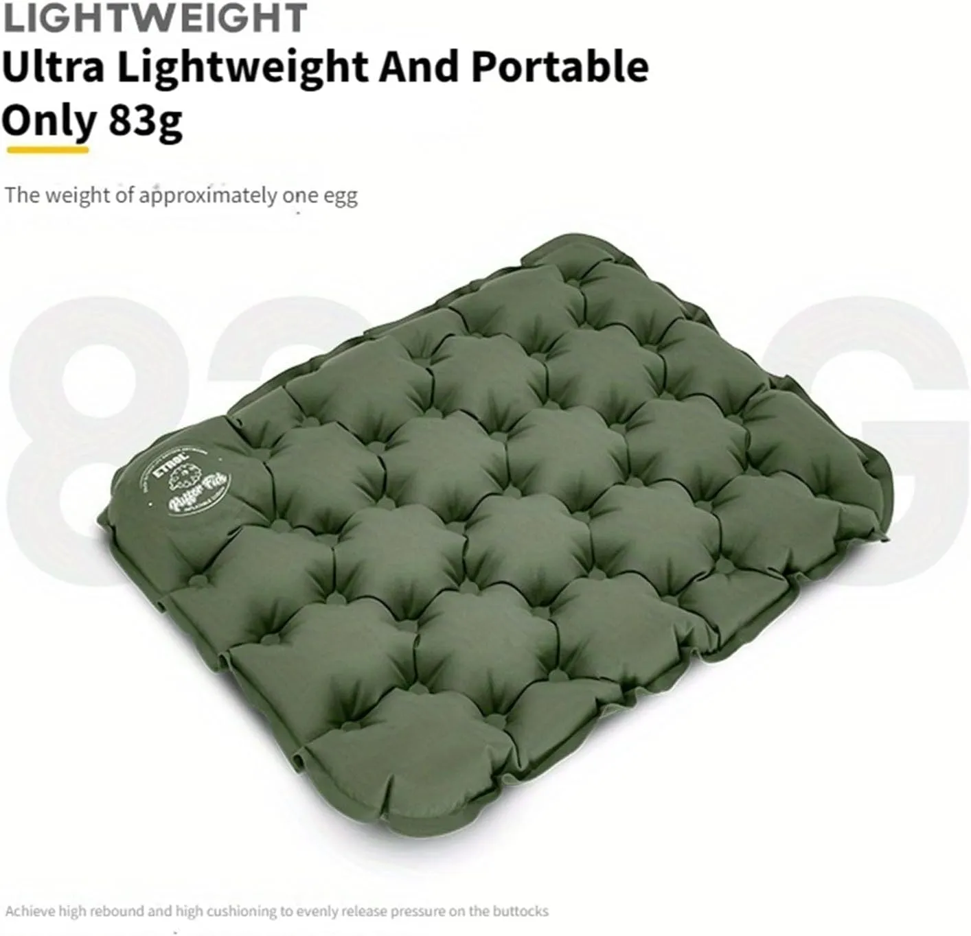 Portable Inflatable Seat Cushion, Lightweight Camping Air Sitting Pad with Storage Bag and Repair Cloths, Waterproof Air Bleacher Seat Cushion