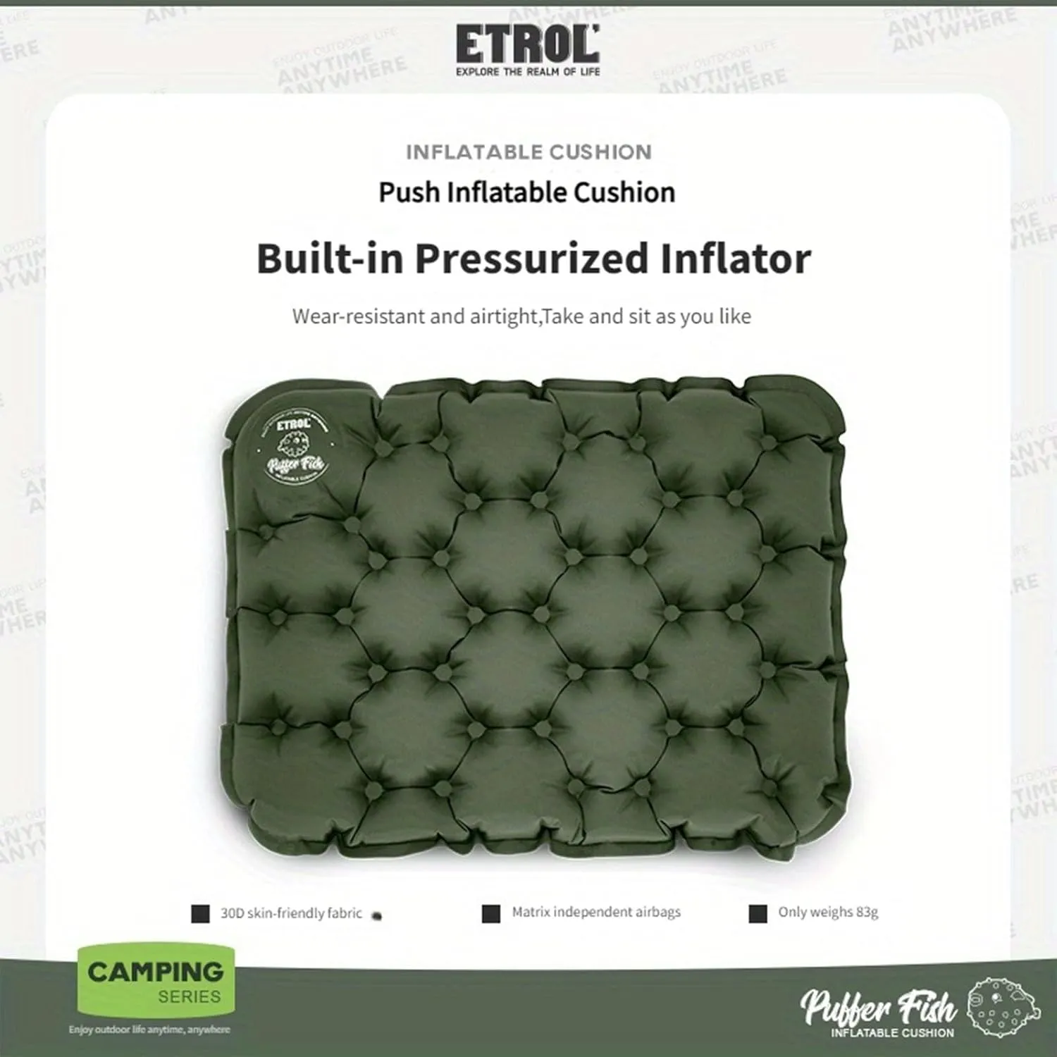 Portable Inflatable Seat Cushion, Lightweight Camping Air Sitting Pad with Storage Bag and Repair Cloths, Waterproof Air Bleacher Seat Cushion
