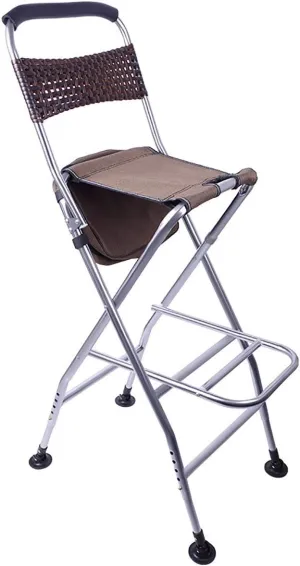 Portable Leisure Chair High-Foot Fishing Chair Folding Portable Fishing Stool Camping Chair for Outdoor, Fishing, Picnic, Brown