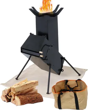 Portable Rocket Stove for Cooking Wood Burning Stove Outdoor Camping Living BBQ Picnic Emergency Survival Stove Small Outdoor Woodstove