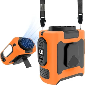 Portable Waist Fan, 2025 Upgraded Portable Fan 10000mAh Rechargeable Wearable Fan, 16000RPM Neck Fan with LED Flashlight, Up to 40 Hours of Working Time, Suitable for Outdoor Work, Camping Trip