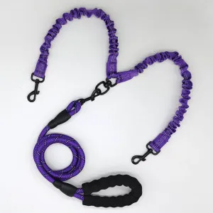 Purple Pet Double-Ended Rope   1.5M Leash - Easy to walk two dogs, tangle-free design