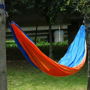 Qtqgoitem Hiking Camping Nylon, Double Nest Swing Easy Hanging, Parachute, Sleeping Bed Portable, Hanging Hammock with, Tree Straps Carabiners Orange (Model: f9d 7e5 b63 2b1 e49)