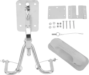 Quick Release Snap Davits Set with Handle Pad, Stainless Steel Boat Snap Davit, Quick Davits System, Inflatable Boats Hardware, Yacht Dinghy Instant Lock System (With White Armrests)
