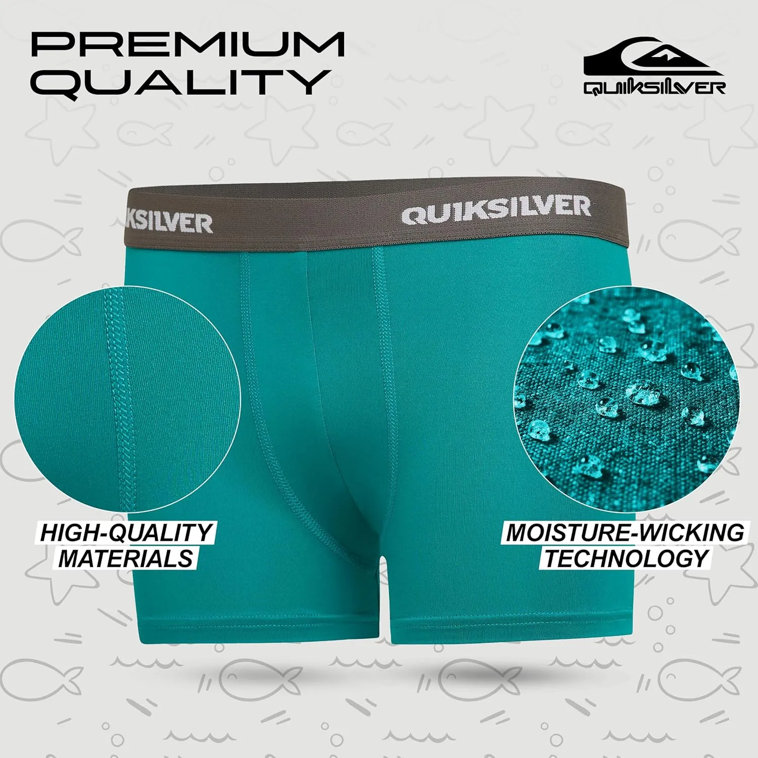Quiksilver Boys Underwear 4 Pack Boxer Briefs for Boys 6-18 Durable Stretch Breathable Moisture Wicking