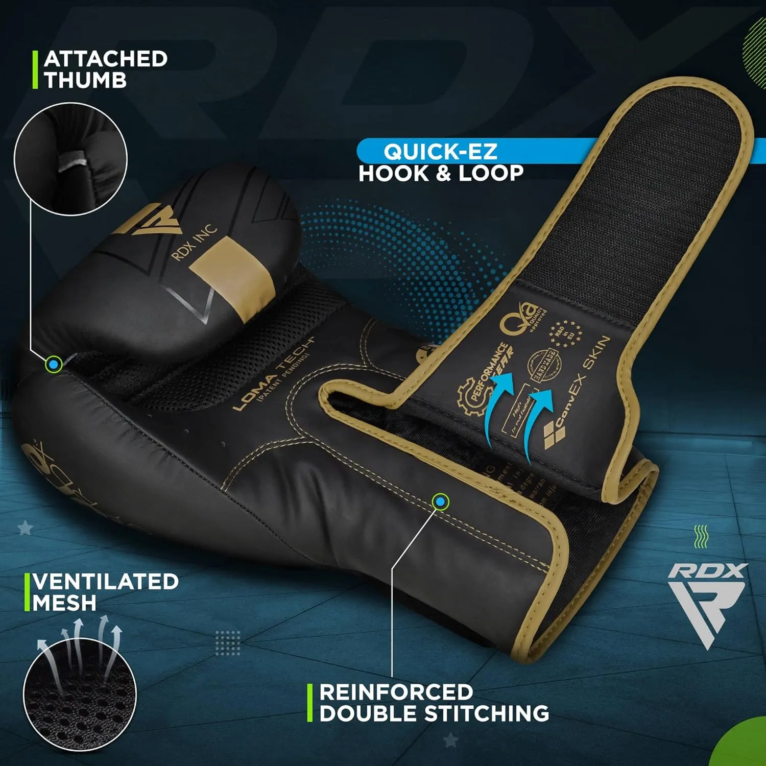 RDX Kids Boxing Gloves Sparring and Muay Thai Maya Hide Leather, Kara Patent Pending Junior Training Mitt for Kickboxing, Punching Bag, Focus Pads, MMA, Thai Pad, Double End Ball Punching Gloves