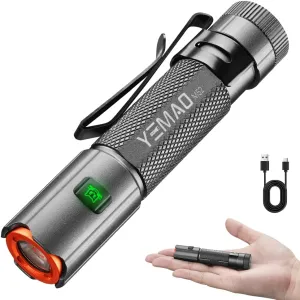 Rechargeable EDC Flashlight, Tail Magnetic Pocket-Sized Keychain Light, Super Bright 1500 Lumens, 5 Modes with IP6 Waterproof LED Torch for Camping Hiking Emergency