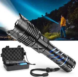 Rechargeable Flashlight with Type-C Fast Charging & 16-Hour Runtime, 5000 High Lumens,5 Modes, Telescopic Zoom, Waterproof, Compact Handheld Flashlight for Camping, Hiking, Hurricane Prep