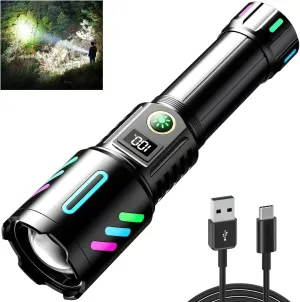 Rechargeable Flashlights 990,000 Lumens, Super Bright LED Flashlight High Lumens with USB Cable, 3 Modes Waterproof Flashlight Powerful Flash Light for Home Camping Hiking Emergencies