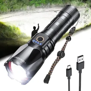Rechargeable Flashlights High Lumens,90000 Lumen Brightest Powerful Led Flashlight, Super Bright Flash Lights Battery Powered Handheld Tactical Flashlights for Emergencies Camping