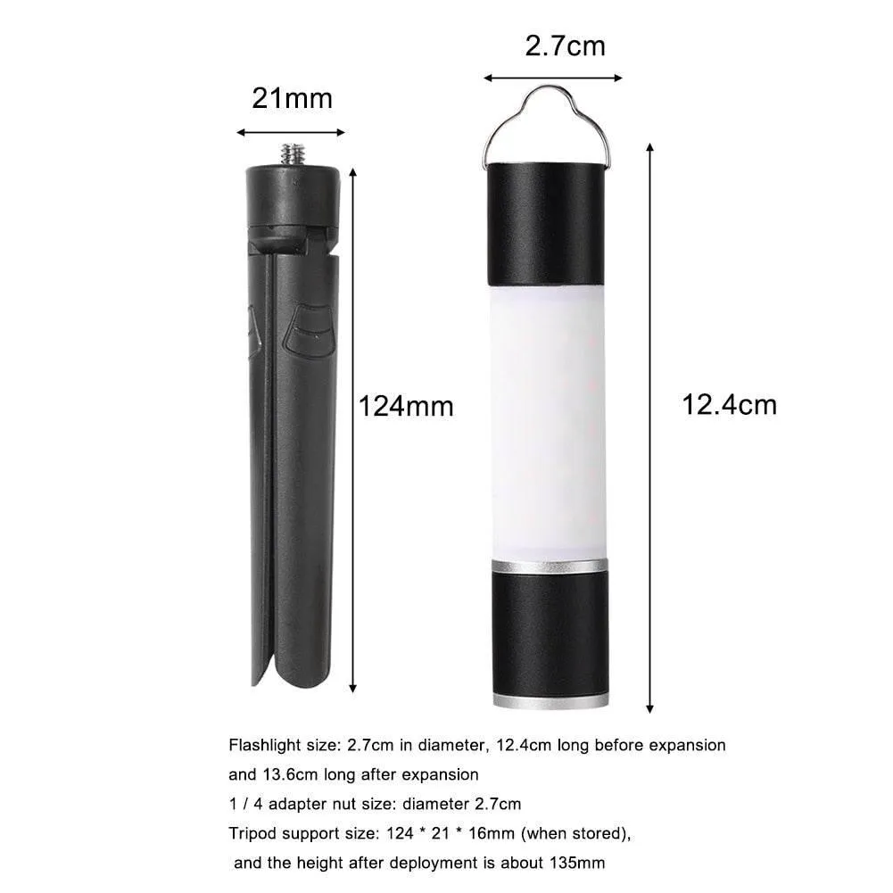 Rechargeable LED Camping Flashlight - Zoomable Portable Hanging Light