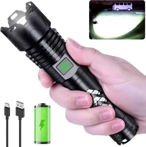 Rechargeable LED Flashlights1600.000 High Lumens, Super Bright Flashlight with Input and Output Functions,Tactical Flashlight for Camping Home Emergencies (Mini, Piece, 1)