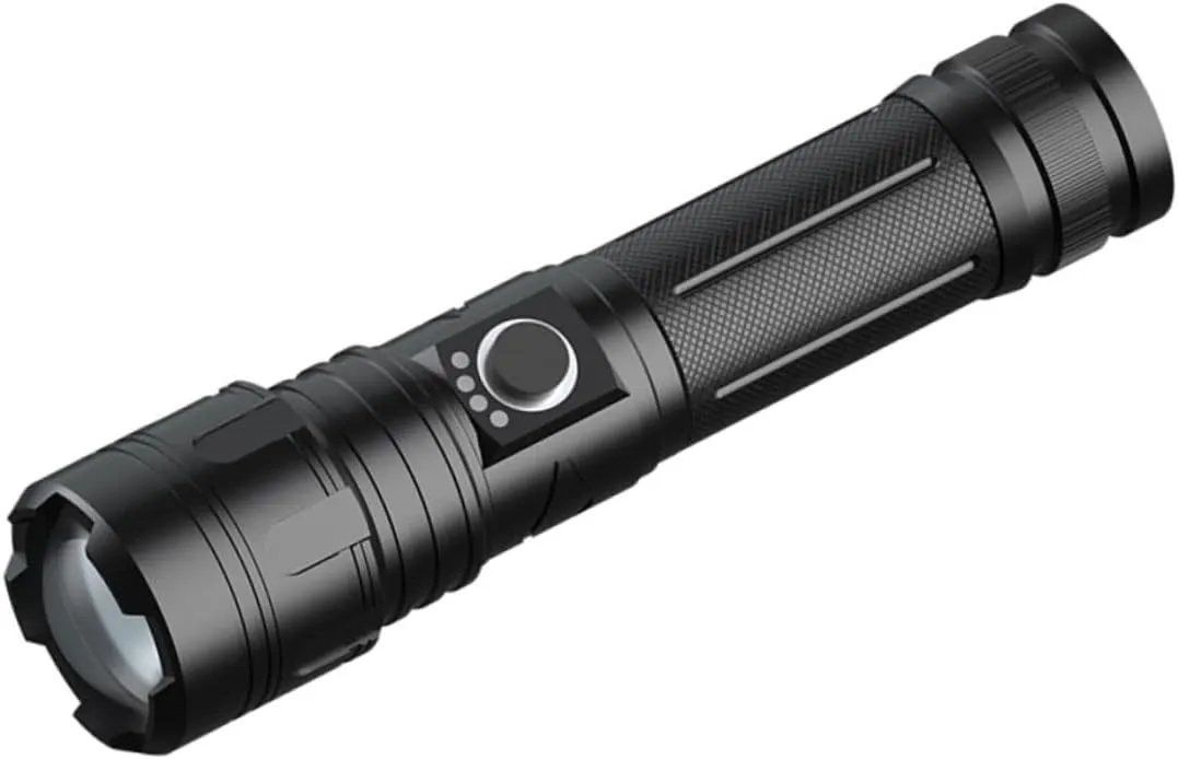 Rechargeable Mini Telescopic Flashlight High Lumens Outdoor Torch Light with Indicator for Camping Hiking Emergencies and More