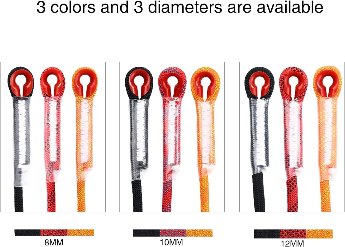 Red 196Ft (60m) 10mm Polyester Static Climbing Rope - Outdoor Rock Climbing & Rappelling Rope