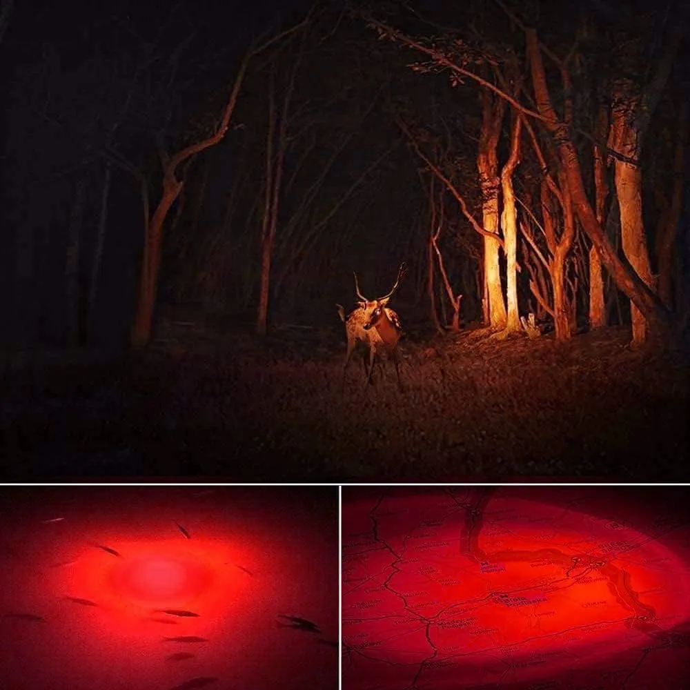Red LED Flashlight - Single Mode Zoomable Torch with Clip for Hunting, Astronomy, Night Vision, and Climbing (6)