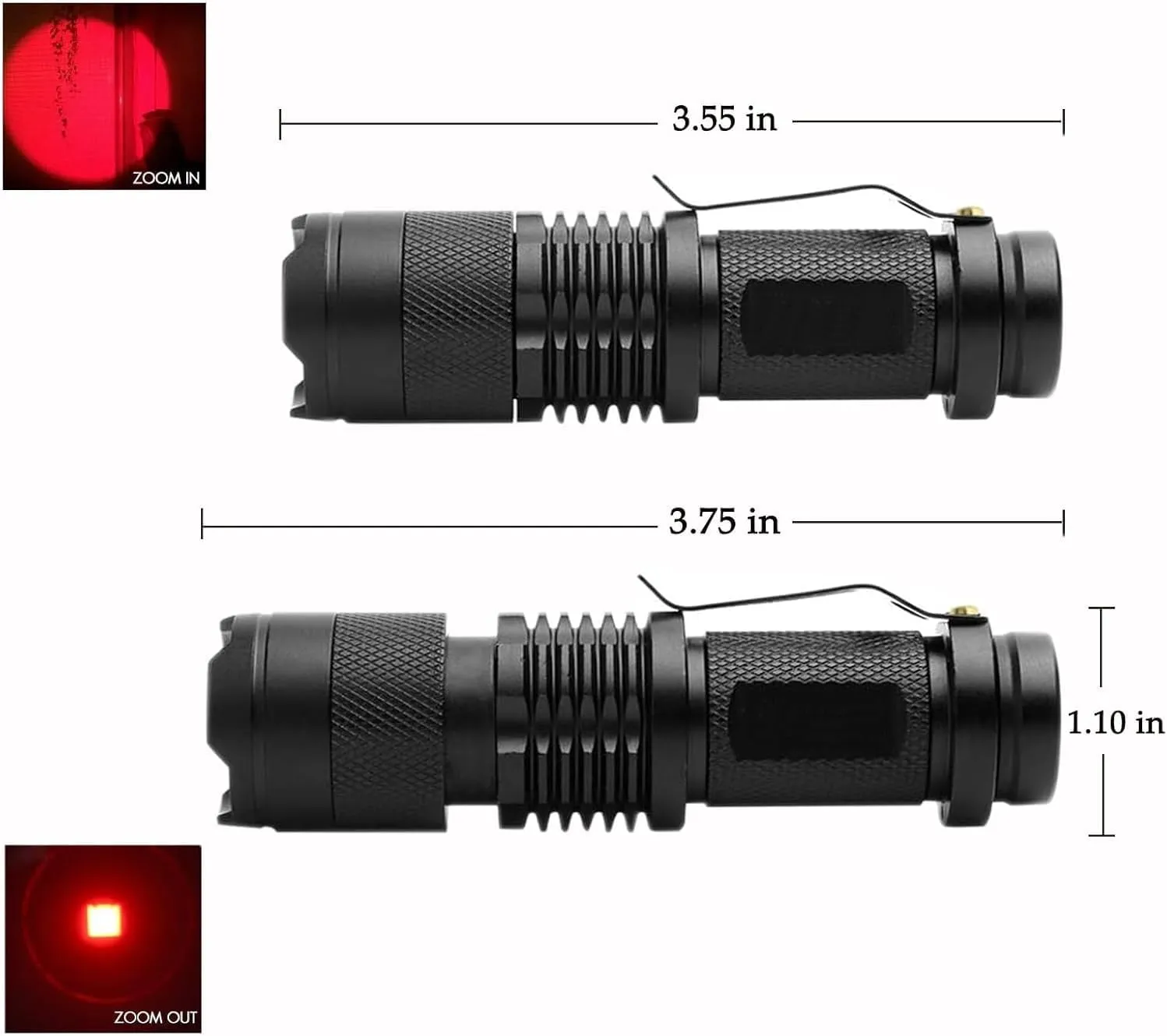 Red Light Flashlight Mini Red Led Light Zoomable Single Mode Red Light Torch for Hunting Night Observation Astronomy Aviation,6-Pack