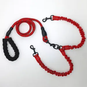 Red Pet Double-Ended Rope   1.5M Leash - Easy to walk two dogs, tangle-free design