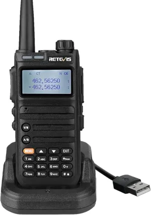 Retevis RA85 GMRS Radio, Long Range Walkie Talkies, High Power, USB-C, Rechargeable, Flashlight, NOAA, Emergency Radio, Two Way Radio for Outdoors Hiking Camping (1 Pack)