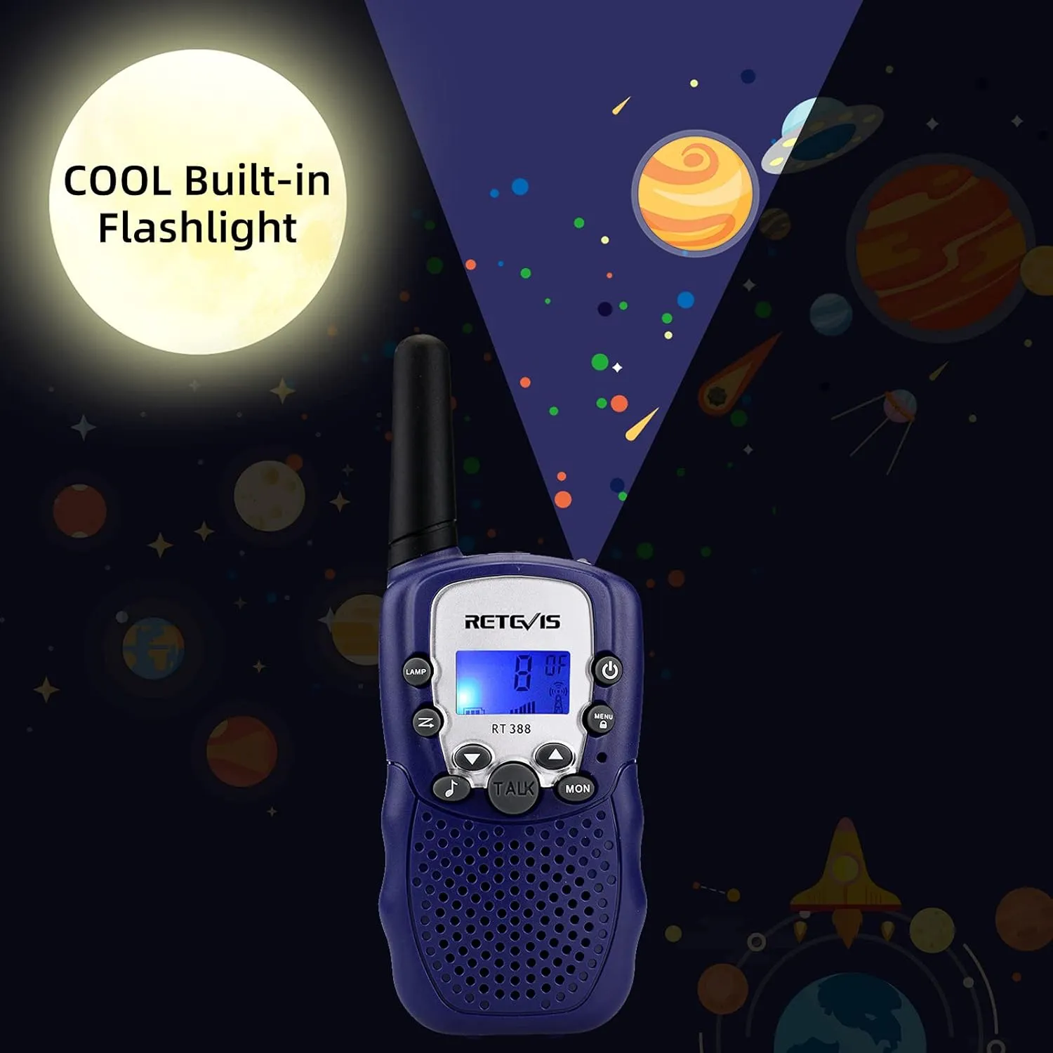 Retevis RT-388 Walkie Talkies for Kids,22 CH VOX Long Range Toy Walkie Talkie for Boys Girls Aged 6-12,Portable Ideal Gifts,Outdoor Camping Hiking (Blue,2 Pack)