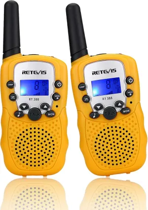 Retevis RT388 Kids Walkie Talkies,Toys Gifts for 6-12 Year Old Girls Boys,Long Range Toy Walkie Talkie,Birthday Gifts Outdoor Camping(Yellow 1 Pair)