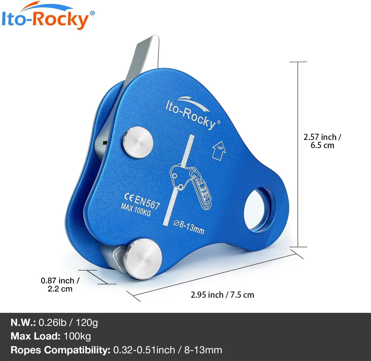 Rope Grab - Fall Belay Device for Rope Climbing Arborist Rescue and Aerial Work